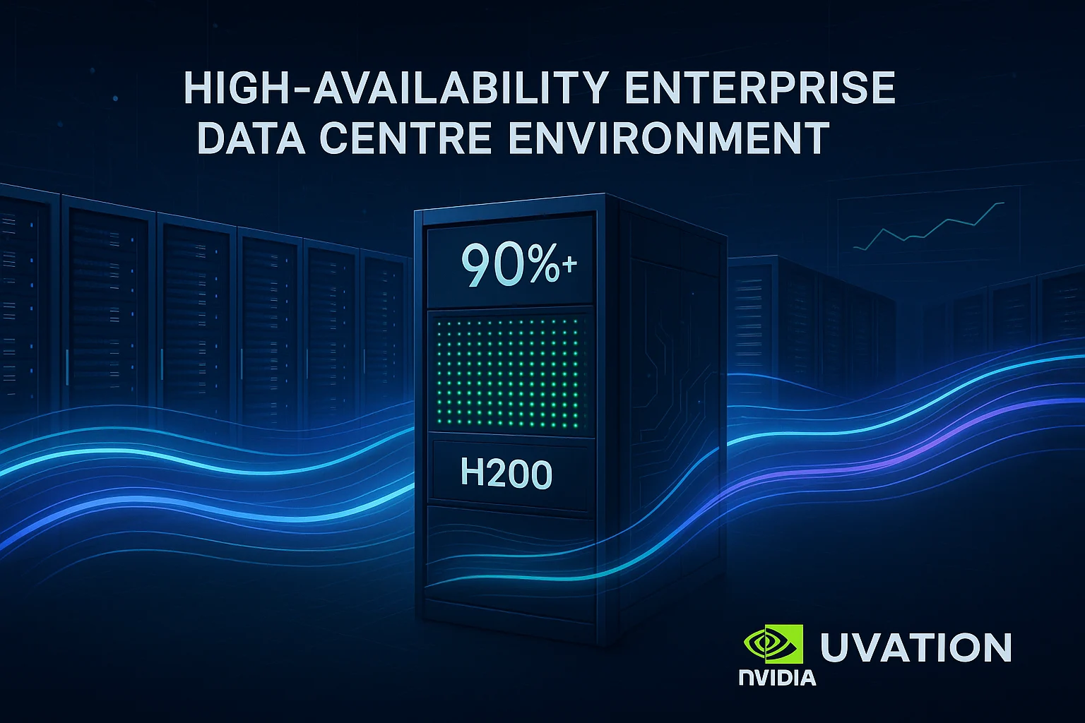 A Conceptual Image of a High-Availability Enterprise Data Centre Environment, Emphasizing Uptime and Performance