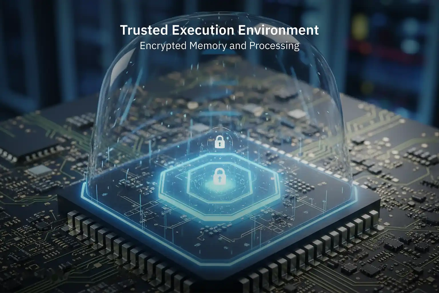 Image 1 Alt Text Conceptual diagram of the TEE/Secure Enclave protecting AI model logic and encrypted memory from the Host OS.